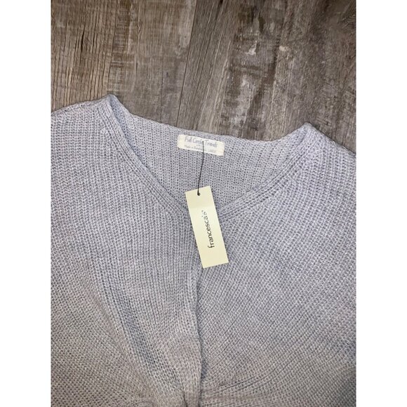 Knit Cardigan Sweater With Twist Front Design In Light Gray - Picture 2 of 2